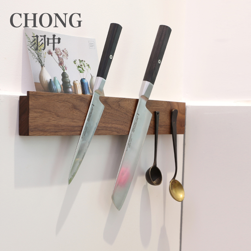 Top Black Walnuts Magnetic tool holder wall-mounted free of punch magnetic magnet Magnetic Kitchen Knife Magnet Containing shelf
