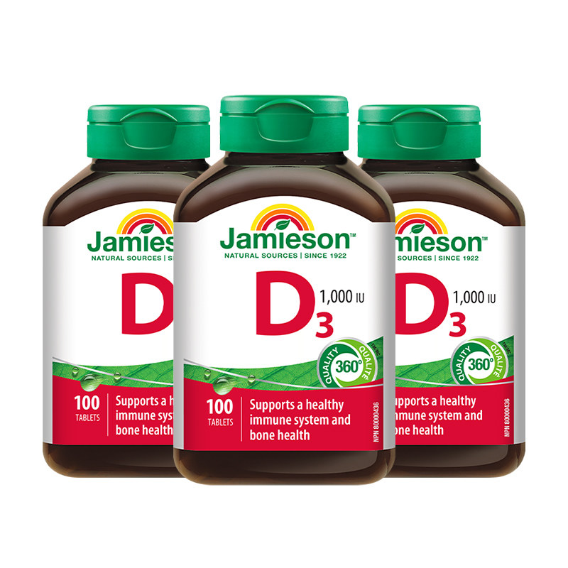 Jamieson健美生维生素D3成人维D31000iu维他命1000iu片