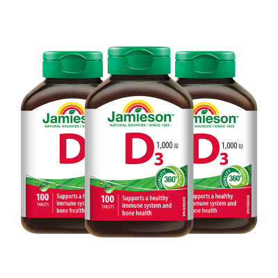Jamieson健美生维生素D3成人维D31000iu维他命1000iu片