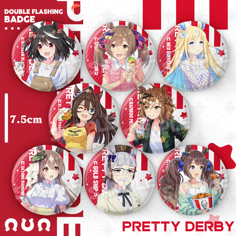 Jockey Girl Kfc Collaboration Barjiguzi Northern Xuanji Li Jian Guangzuan Golden Ship 75mm Double Flash Large Badge Jockey Girl Kfc Collaboration Barjiguzi Northern Xuanji Li Jian Guangzuan Golden Ship 75mm Double Flash Large Badge