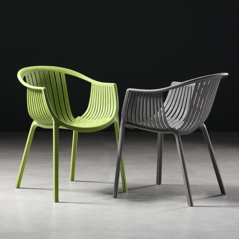 Nordic Plastic Chair Back Home Plastic Leisure Outdoor Chair Creative Cafe Meal Hollow Stackable Armrest