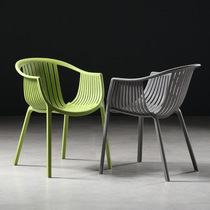 Nordic plastic chair backrest home plastic leisure outdoor chair creative cafe meal hollow stackable armrest