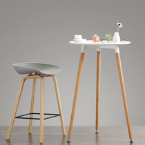 Nordic high table high table simple solid wood small bar table white creative leisure square table home bar table