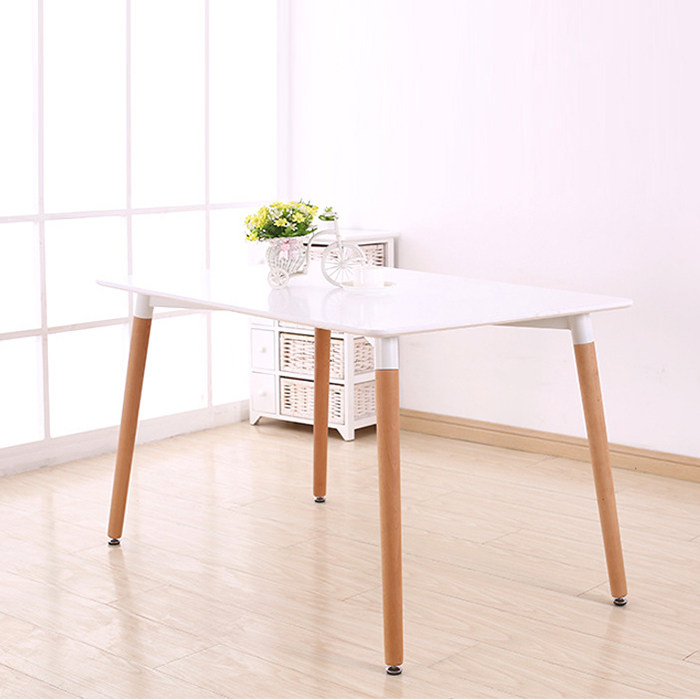 Nordic rectangular dining table designer small apartment white modern minimalist solid wood square table square negotiation table