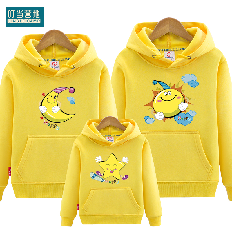 Creative parent-child sweater spring 2021 new trendy family wear a family of three family wear hooded top spring and autumn