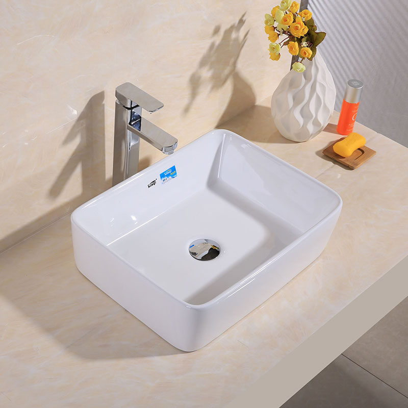 Simple ultra-thin countertop basin household powder room washbasin washbasin balcony ceramic washbasin square art basin