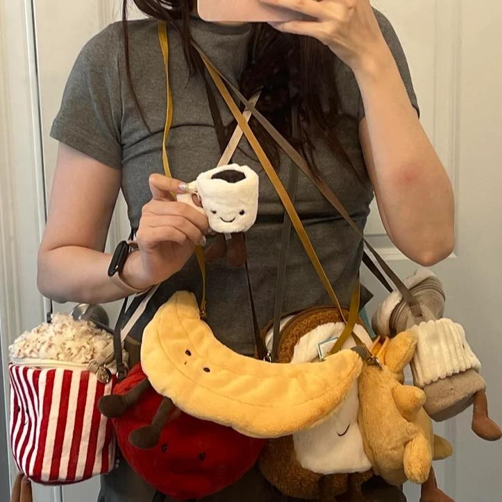 British Jellycat Fun Banana Sun Bag Crossbody Bag Toast Bag Coffee Bag Puppy Bag Plush Toy