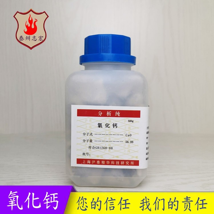 粗盐 氧化钙粉末状Cao 生石灰氧化钙500g/瓶科研教学实验试剂