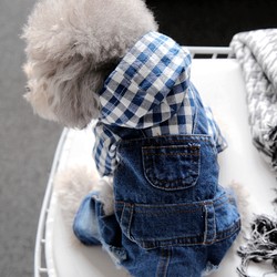 Pet Bichon Schnauzer Small Dog Teddy Dog Clothes Spring and Autumn Clothing Winter Clothing Thin Four-Legged Denim Overalls
