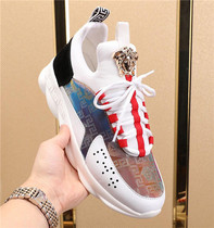 European Station Meadusa Men Shoes Small White Shoes Casual Sneakers Interior Heightening Plate Shoes Genuine Leather Mesh Breathable Old Daddy Shoes