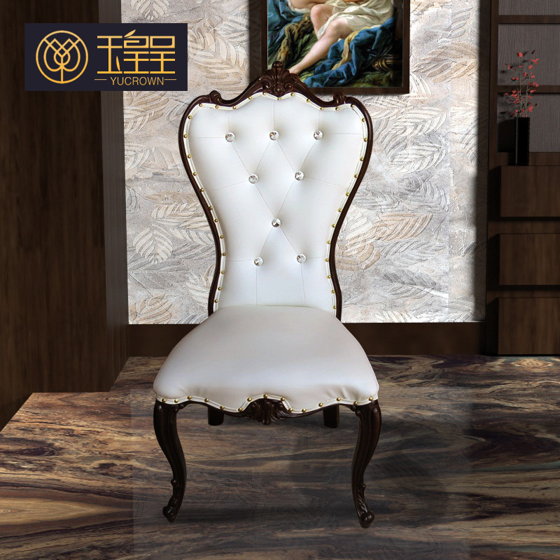 2018 New European Style Cloth Chair Hotel Dining Chair VIP Chair Club Leather Chair Solid Wood Backrest Back Chair Villa Chair
