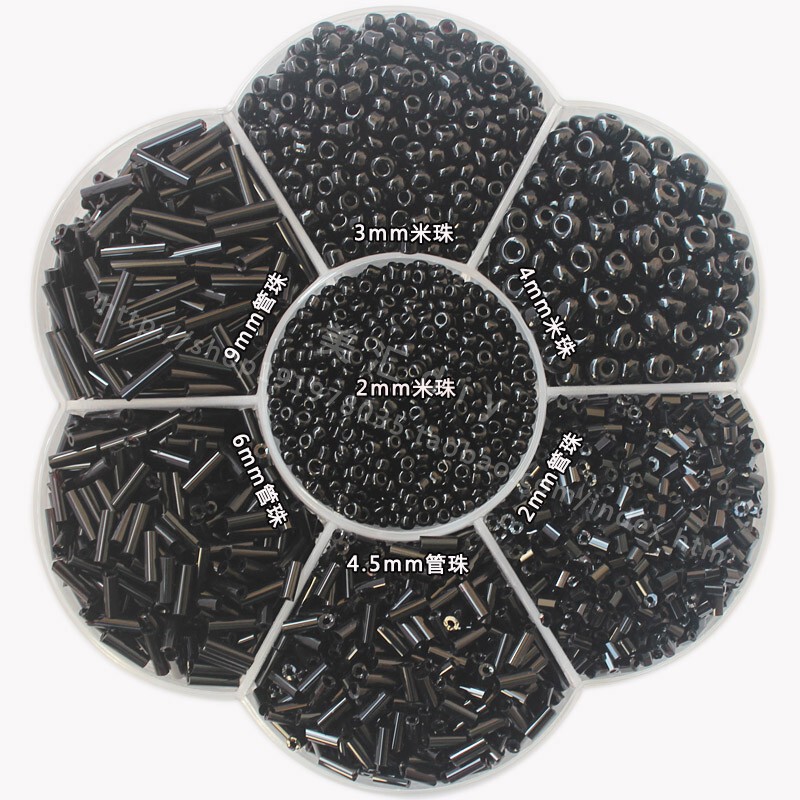DIY Beading Accessories Handmade Cross-Stitch Seed Beads Clothing Tassel Tube Beads Hand-Sewn Silver-Filled Black Series Bead Tubes DIY Beading Accessories Handmade Cross-Stitch Seed Beads Clothing Tassel Tube Beads Hand-Sewn Silver-Filled Black Series Bead Tubes