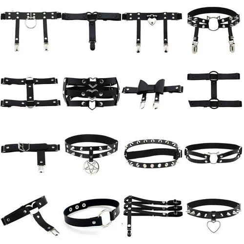 Сапоги с бантиком, эластичная портупея на ногу, европейский стиль, в стиле панк