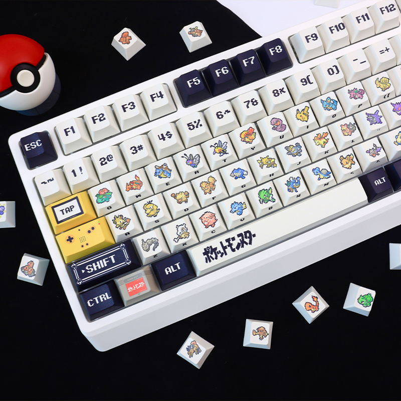 Nat Pokémon Game Keycaps Pixel Style Mechanical Keyboard Keycaps Pbt Five-Sided Dye-Sublimation Original Height Three-Sided Translucent