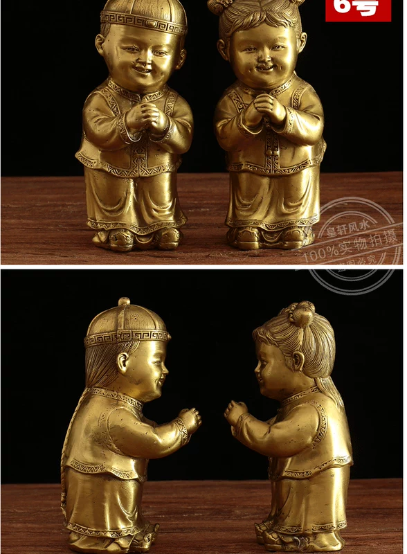 Khai trương đồng nguyên chất, trai vàng, tượng phật nữ, trai lớn Trung Quốc, trai, gái, tặng tiền, một cặp đồ trang trí phong thủy
