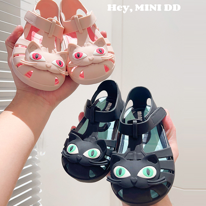 Children's Cat Jelly Shoes 2026 New Summer Waterproof Non-Slip Princess Sandals Cartoon Beach Girls Soft Sole Shoes