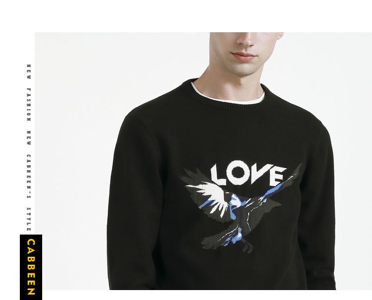 Áo len nam cổ tròn cạp cao tay dài áo len chui đầu thanh niên hoang dã 2019 áo sơ mi xuân hè - Kéo qua áo hoodie nam