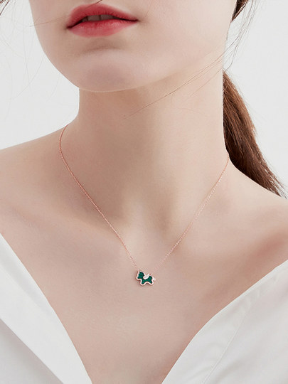 925 silver little green horse necklace for women, high-end 2026 year of the horse, zodiac sign, horse clavicle chain for girl friends