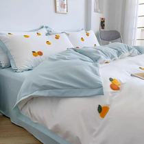 Summer four-piece set skin-friendly nude sleeping cotton cotton bed sheet quilt cover 4 three-piece single bed supply kit