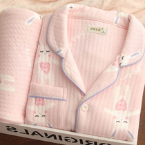 Moon clothes Spring and autumn air pure cotton postpartum pregnant women nursing pajamas Autumn and winter maternal women warm hospital home clothes