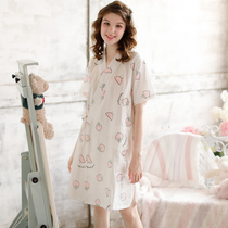 Maternity night dress Summer thin section postpartum cotton gauze short-sleeved dress Maternal feeding nursing pajamas Monthly suit