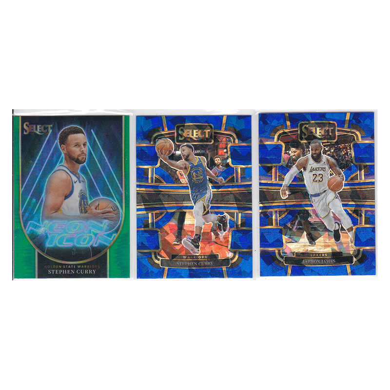 Star Card Stephen Curry Green Lebron James Blue Crushed Ice Refractor Panini 23-24 Select