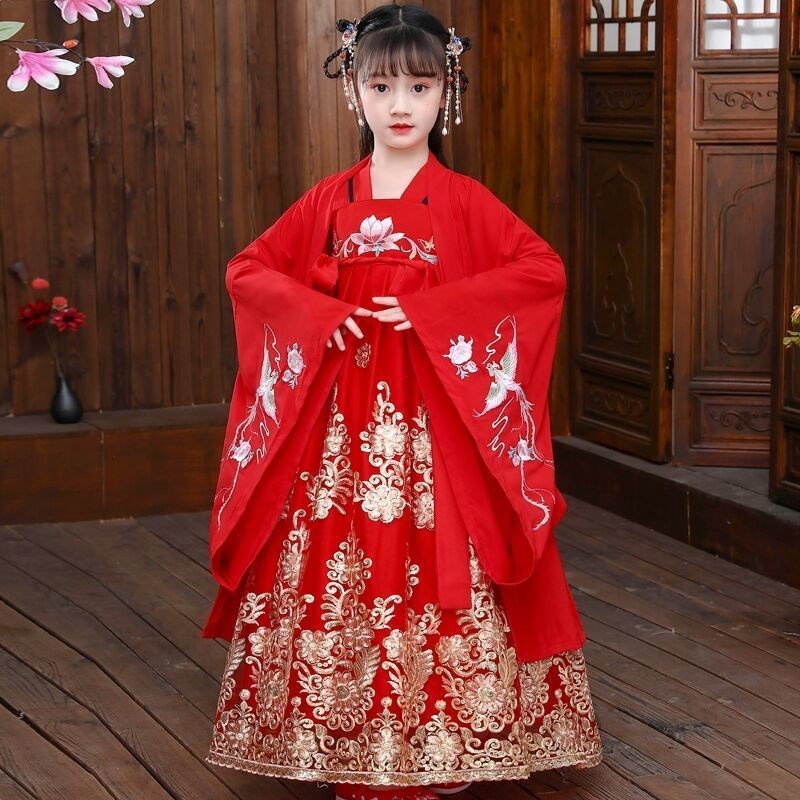 Hanfu Girl Autumn Winter Clothing China Wind Suit 2022 Winter New Gafu Thickened Super Fairy children Tang Costume Ancient Clothes