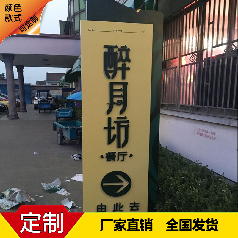 Retro sign floor guide desk outdoor pointing to card stainless steel door card LED luminous character baking lacquer stand