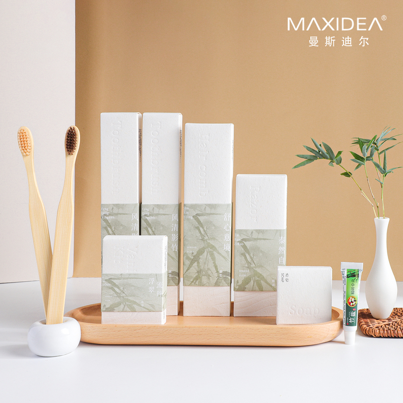 Bamboo Shadow Series Special Paper Card Box High-End Hotel and B&B Exclusive Disposable Toiletries Set Bamboo Toothbrush