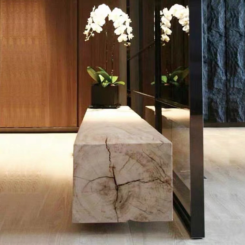 Retro whole wood bench wooden pier solid wood coffee table log simple rectangular TV cabinet living room leisure shoe changing stool