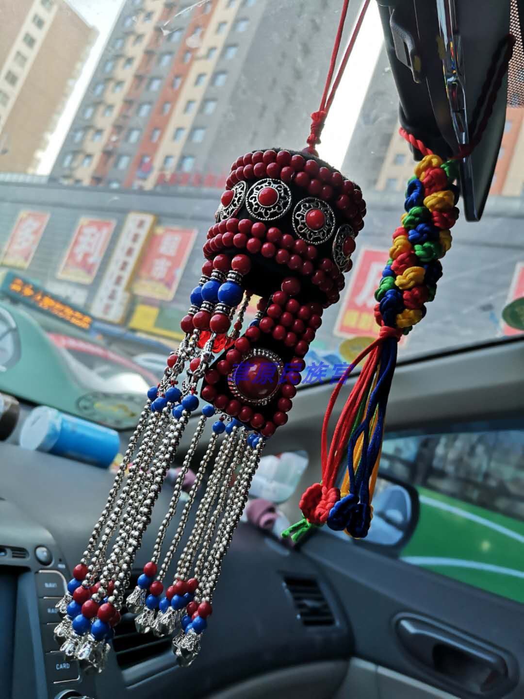 Mongolian element car pendant type handmade Ordos headdress Car pendant pieces high-end Mongolian element accessories