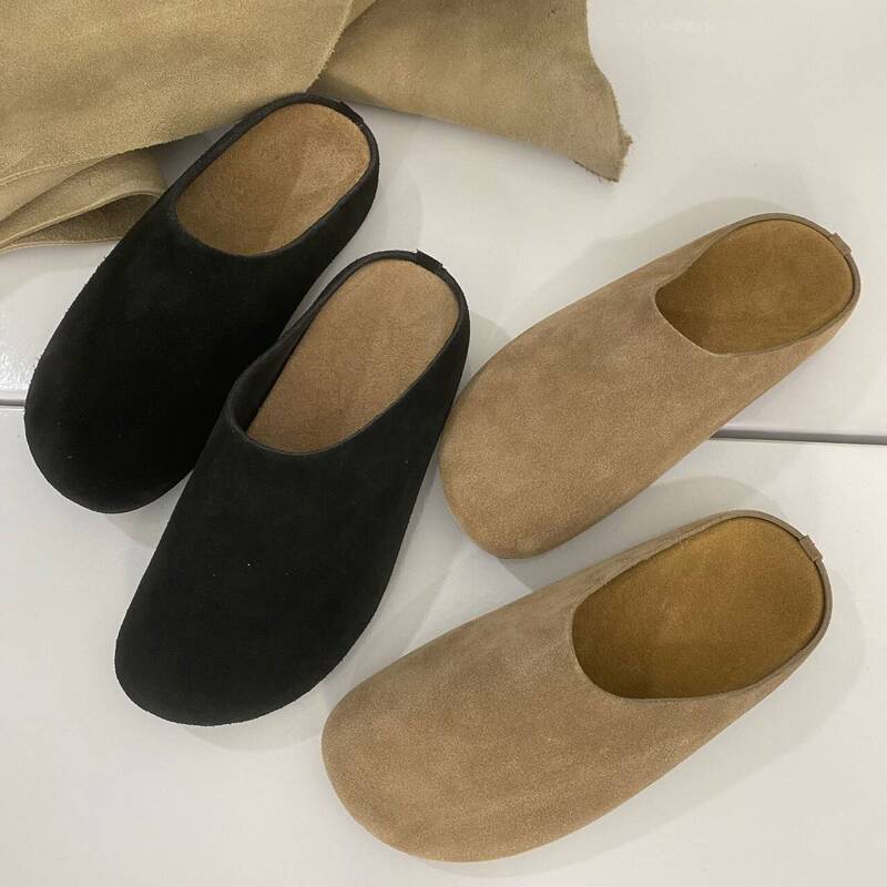 Foreign Trade Version ~ Full Leather Row-Style Lazy Slippers, Unisex, 2025 New Model, Thick-Soled Closed-Toe Genuine Leather Birkenstock Shoes