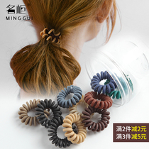 Telephone line hair circle female hair rope Korean incognito small very fine matte simple leather band tie hair net red head rope