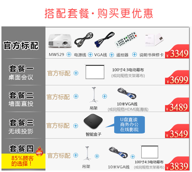 Máy chiếu Benq / BenQ rạp hát tại nhà HD 1080p phòng khách văn phòng đào tạo kinh doanh giảng dạy MW529 thương mại 3D không dây WIFI màn hình rộng máy chiếu cầm tay 2019 mới - Máy chiếu