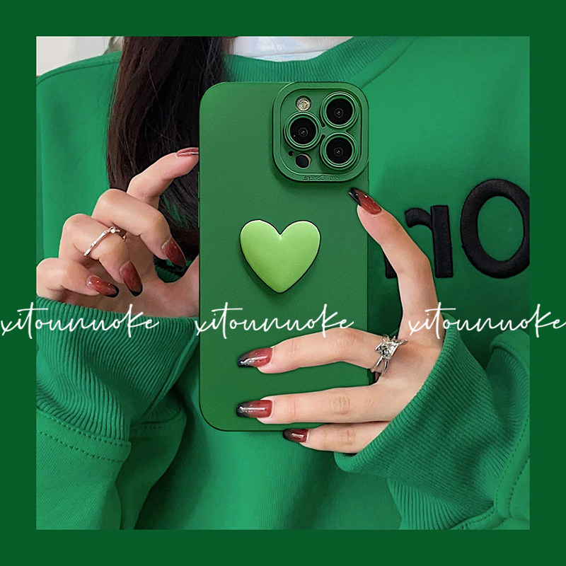 Retro green loving applies to iphone13 Apple 11 mobile phone protection shell 12promax Cubic xs silicone gel soft shell xr minima girl's new all-bag border wrestling protective sleeve