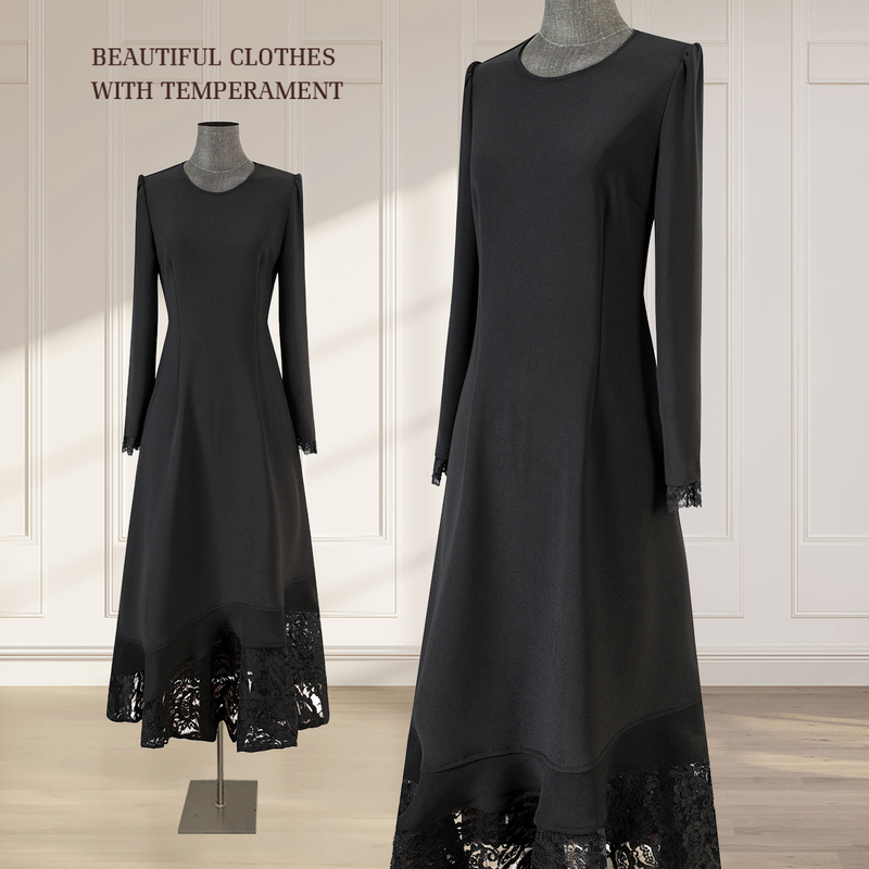 Hepburn Style Black Dress for Women 2026 Autumn New High-End Lace Little Black Dress Banquet Evening Dress Long Dress Hepburn Style Black Dress for Women 2026 Autumn New High-End Lace Little Black Dress Banquet Evening Dress Long Dress