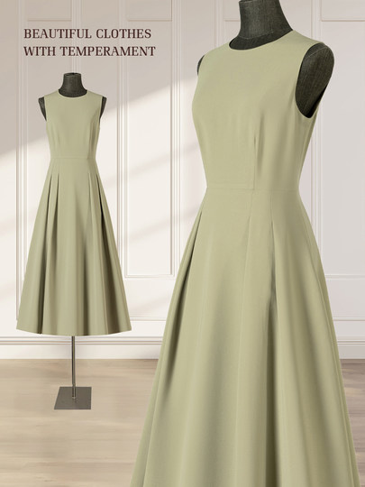 Green sleeveless dress for women summer 2025 new style French simple, elegant, decent, high-end and temperament vest dress