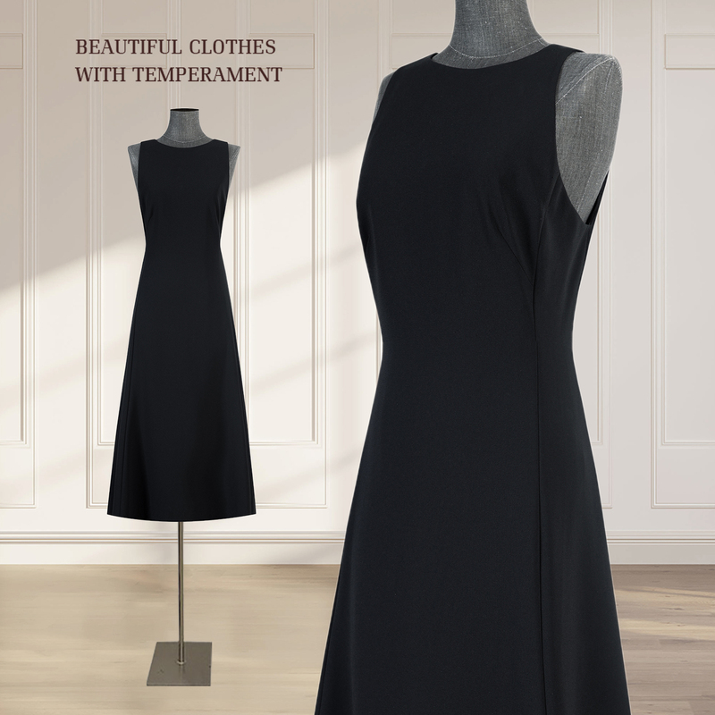 Hepburn-Style Black Dress for Women, Summer High-End Elegant Little Black Dress, French Light Formal Dress, Backless Sleeveless Tank Dress Hepburn-Style Black Dress for Women, Summer High-End Elegant Little Black Dress, French Light Formal Dress, Backless Sleeveless Tank Dress