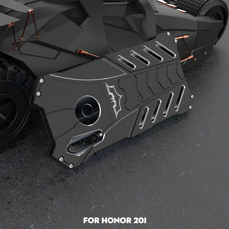 R-Just Batman Shockproof Aluminum Shell Metal Case with Custom Batarang Stent for Huawei Honor 20i & Huawei Honor 20 Lite