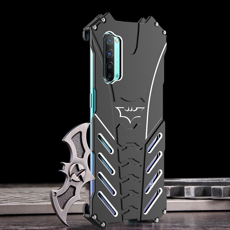 R-Just Batman Shockproof Aluminum Shell Metal Case with Custom Batarang Stent for OPPO Reno3
