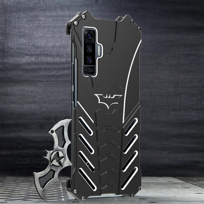 R-Just Batman Shockproof Aluminum Shell Metal Case with Custom Batarang Stent for vivo X50 Pro & vivo X50