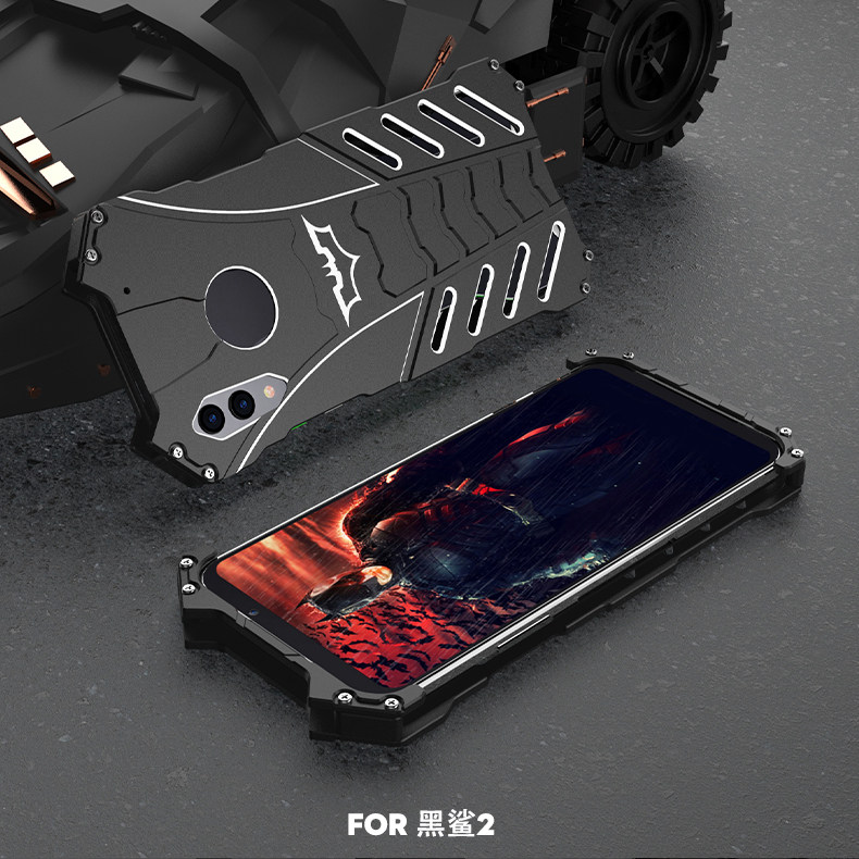 R-Just Batman Shockproof Aluminum Shell Metal Case with Custom Batarang Stent for Xiaomi Black Shark 2