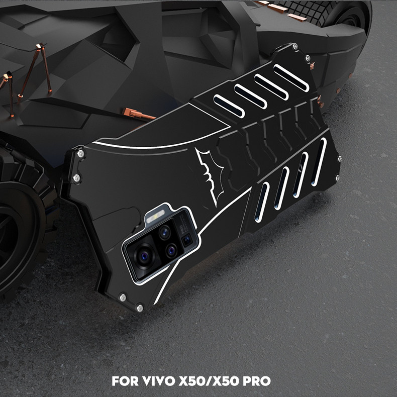 R-Just Batman Shockproof Aluminum Shell Metal Case with Custom Batarang Stent for vivo X50 Pro & vivo X50