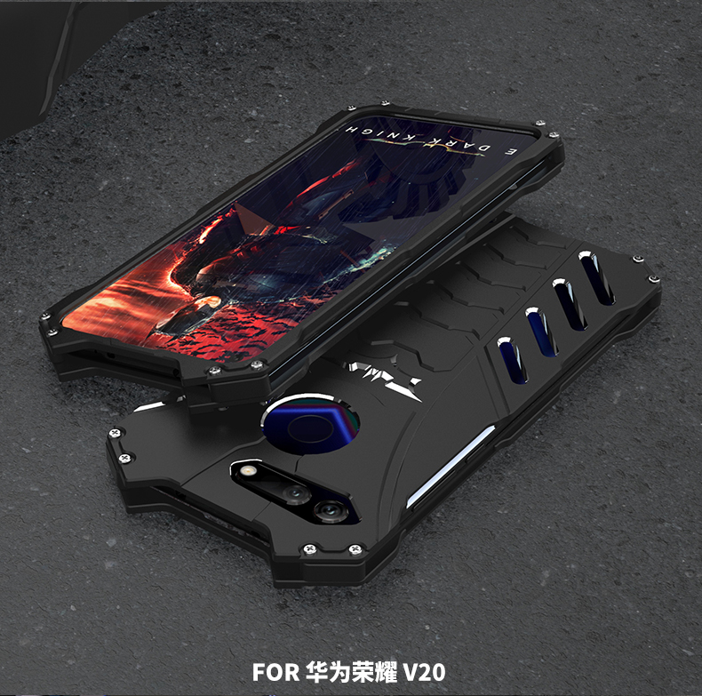 R-Just Batman Shockproof Aluminum Shell Metal Case with Custom Batarang Stent for Huawei Honor V20