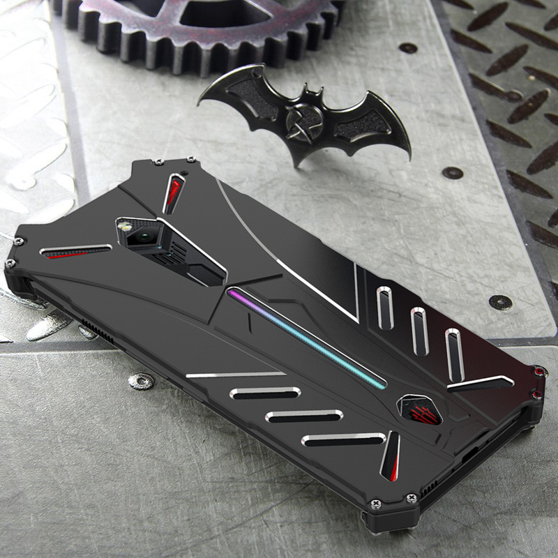 R-Just Batman Shockproof Aluminum Shell Metal Case with Custom Batarang Stent for nubia Red Magic 3