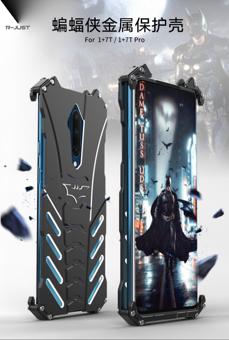 R-Just Batman Shockproof Aluminum Shell Metal Case with Custom Batarang Stent for OnePlus 7T Pro / OnePlus 7T