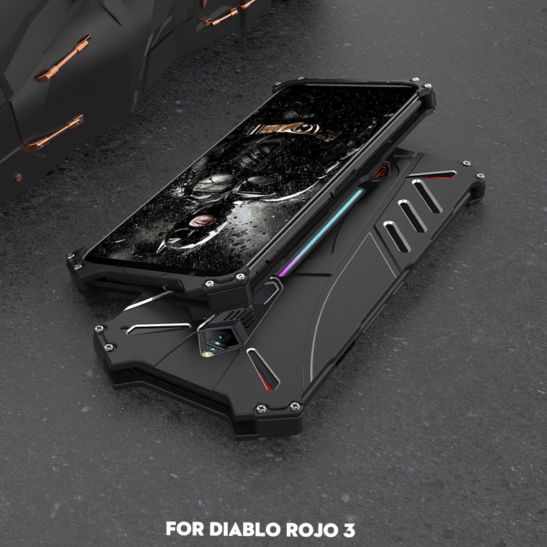 R-Just Batman Shockproof Aluminum Shell Metal Case with Custom Batarang Stent for nubia Red Magic 3