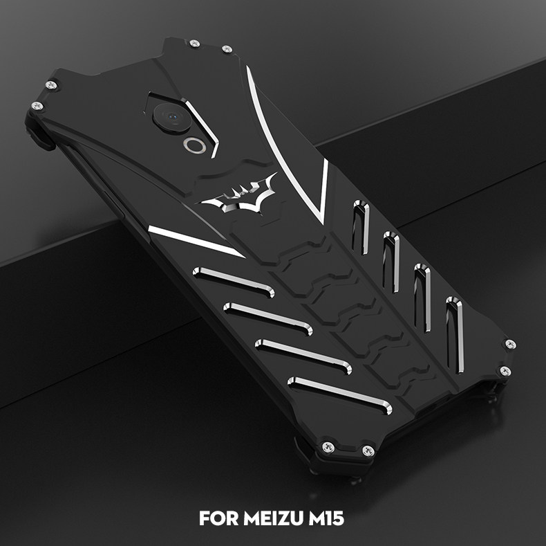 R-Just Batman Shockproof Aluminum Shell Metal Case with Custom Batarang Stent for Meizu 15 Plus / Meizu 15 / Meizu 15 Lite / Meizu M15
