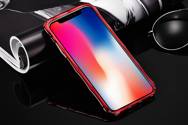 iMatch Slim Light Aluminum Metal Shockproof Bumper Case with Kickstand for Apple iPhone X