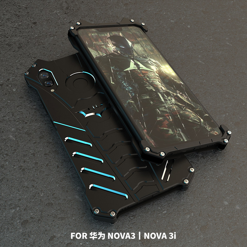 R-Just Batman Shockproof Aluminum Shell Metal Case with Custom Batarang Stent for Huawei nova 3 & Huawei nova 3i